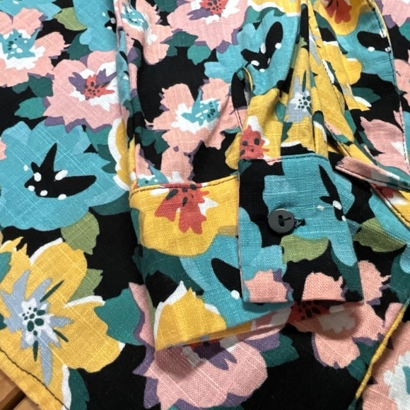 ANTHROPOLOGIE PEPALOVES Floral True Wrap Blouse Viscose / Linen Blend US Sz M - Picture 8 of 8